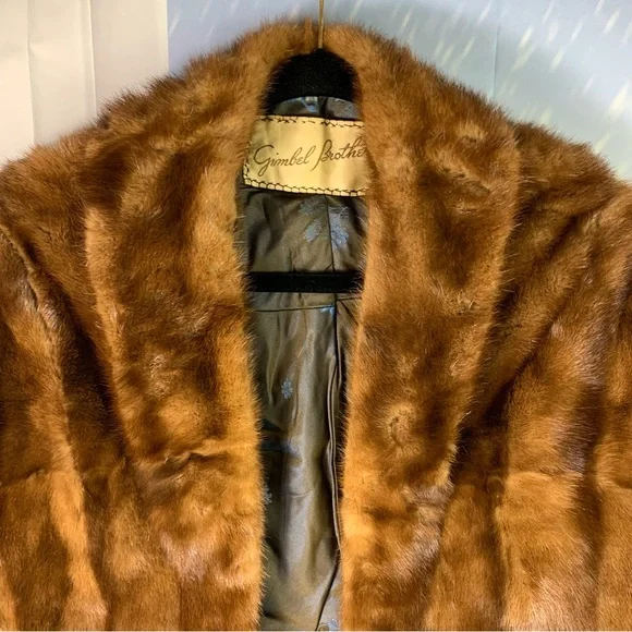 Vintage Gimbal Brothers Brown Fur Caplet Shawl Stole Cape *FLAWED - Picture 2 of 13
